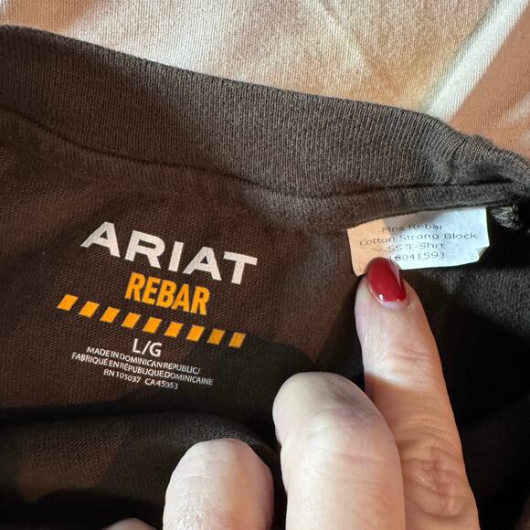 Ariat Rebar Cotton Strong Block T-Shirt Men’s L Black Graphic Workwear Tee Green - Picture 3 of 10